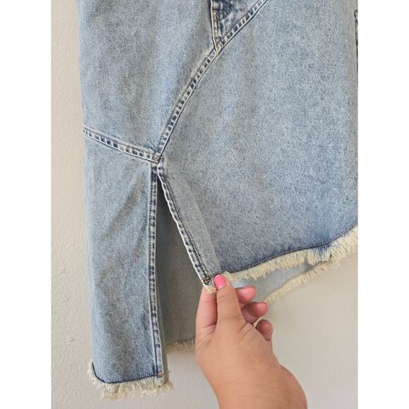 Francesca’s Marianne Asymmetrical Denim Midi Skirt Size S NWT Y2K Cowgirl Grunge - Picture 5 of 11